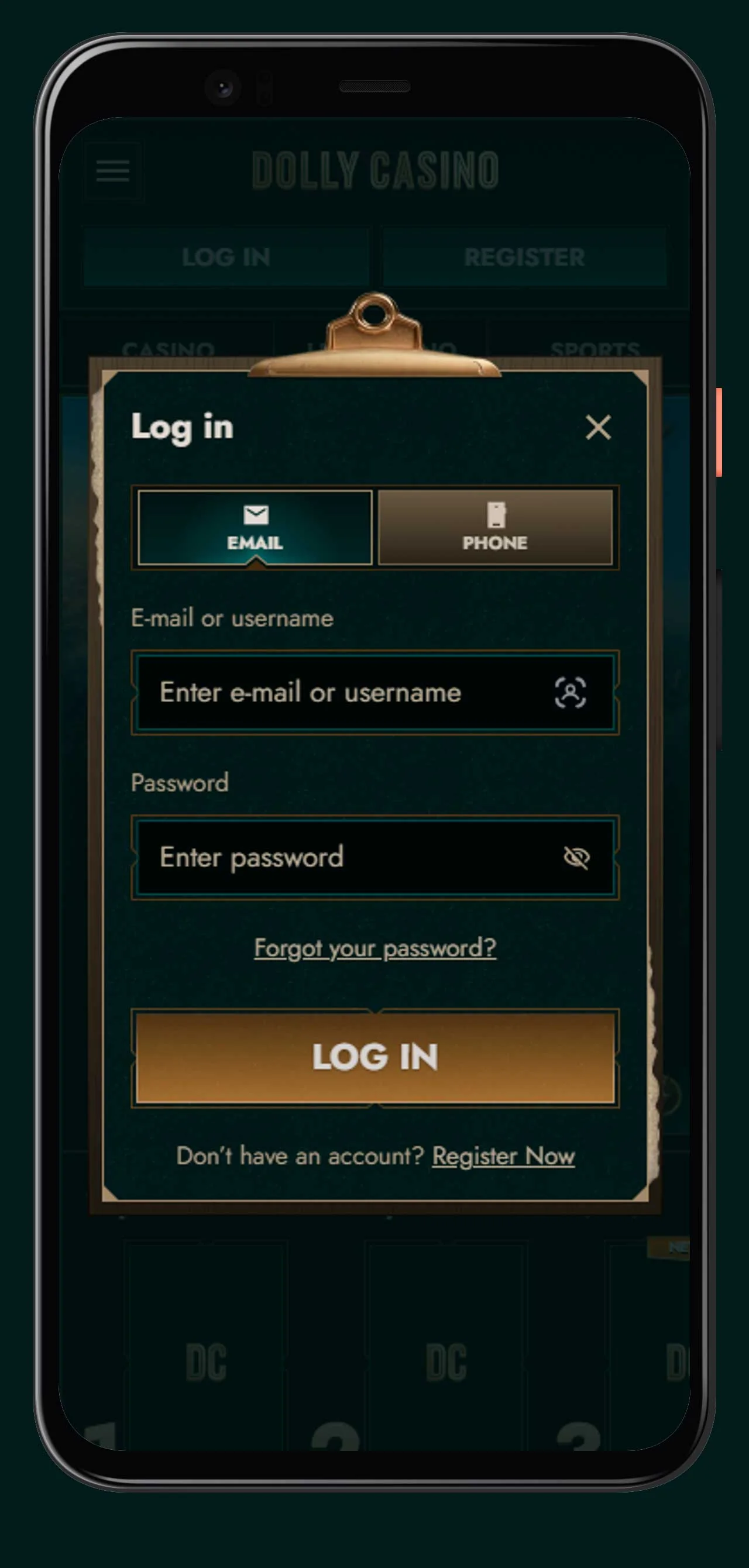 mobile log in dolly casino